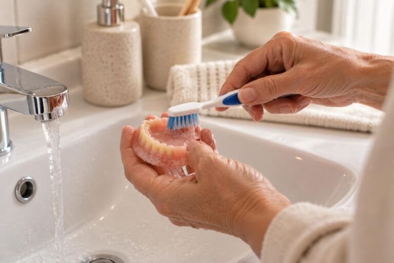 limpiar una prótesis dental removible